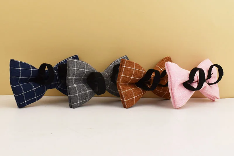 Kariertes Hundehalsband Designer mit Fliege Maßgefertigtes Hundezubehör Luxus-Haustierhalsband und Leinenset – Detail 11