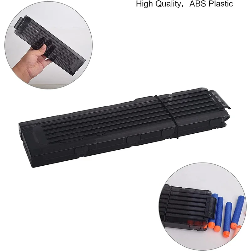 Clips para dardos suaves de 1/4 Uds., Clips de recarga rápida de 18 dardos, Clips para revistas para pistola de dardos de juguete Nerf (negro)
