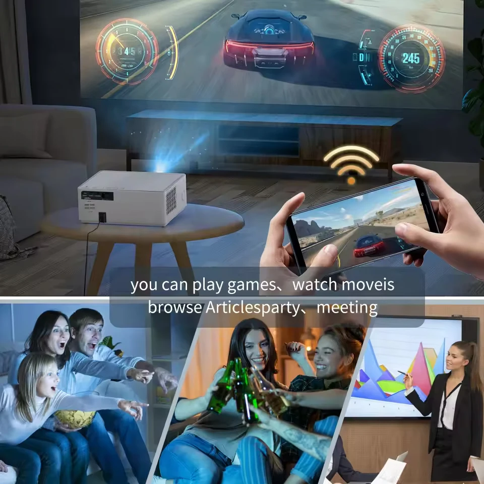 KaiAqua  Full HD Projector Portable Home Theater for 2K 4K 1080P Video HDR Decoding Android WIFI Phone Beam Projector Cinema image 3