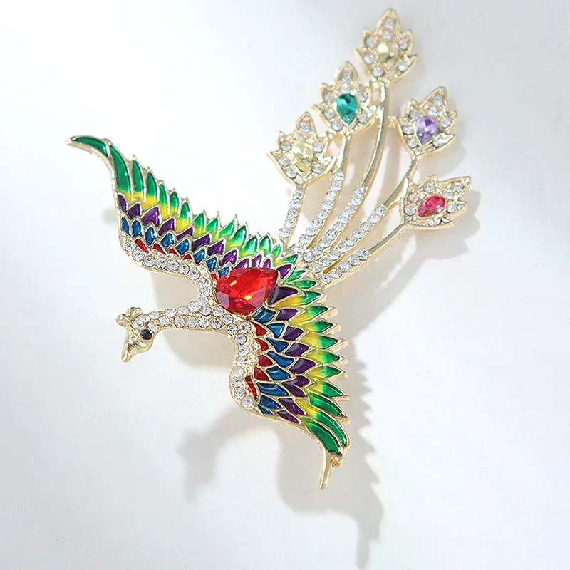 Rhinestone Flying Phoenix Brooches For Women Clothing Coat Jewelry Accessries Gifts