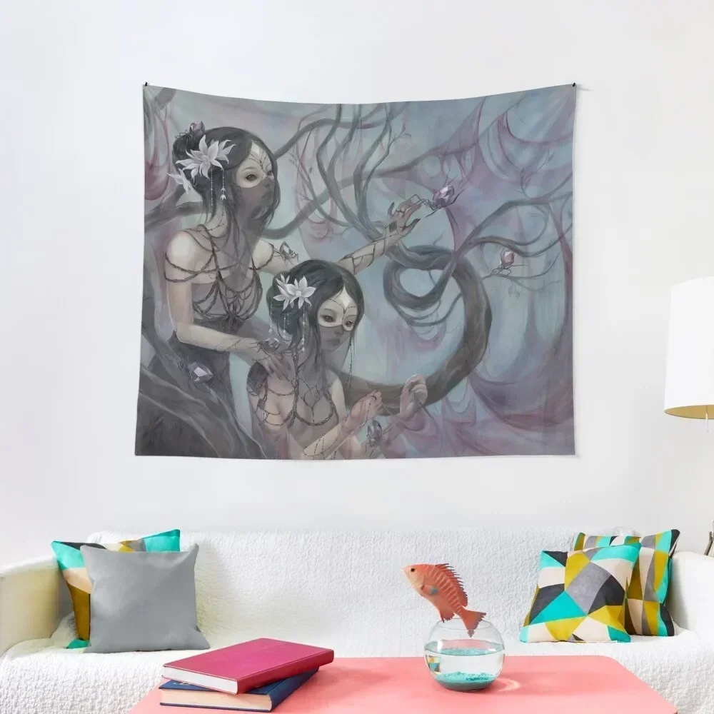 

collecting silk from crystal spiders Tapestry Home Decorations Aesthetic Wall Carpet House Decoration Tapestry