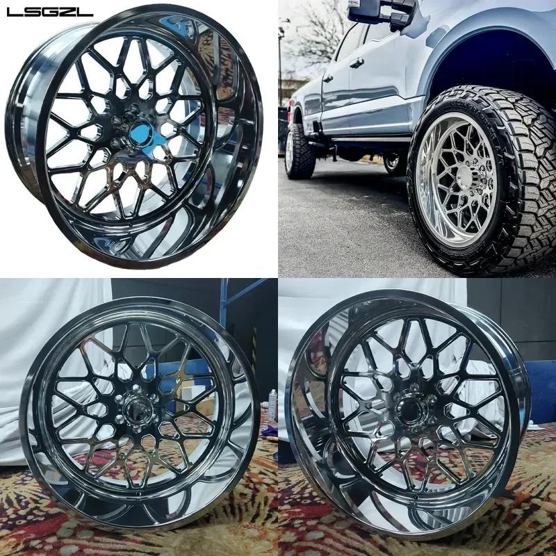 

i LSGZL Chrome Deep Dish Aluminum Forged Wheels 24x14 8x170 8x6.5' 8x180 6x5.5 Wheels Pickup Trucks Forged Rim Wheel for F150