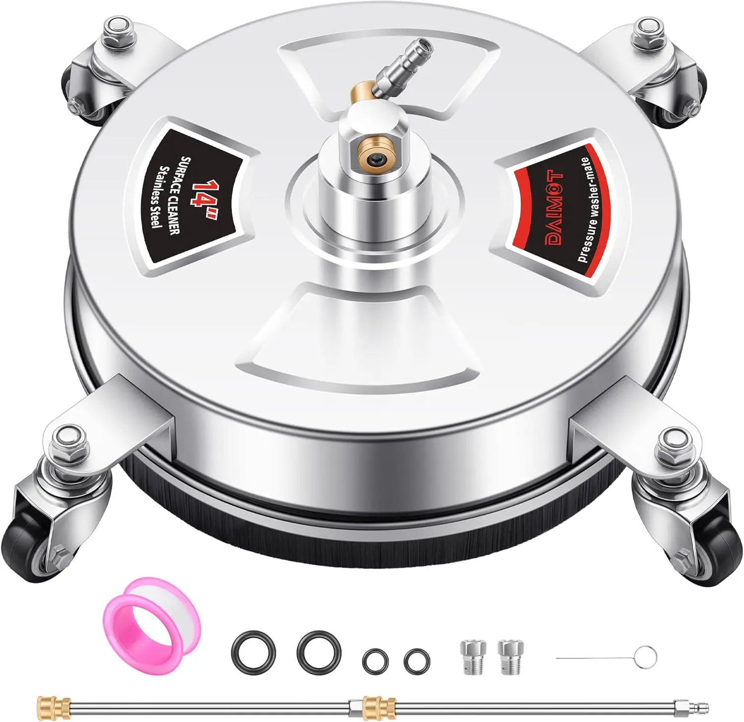 

14-футовый очиститель поверхностей с 4 колесами — нержавеющая сталь для бетона, патио, террасы, подъездной дороги