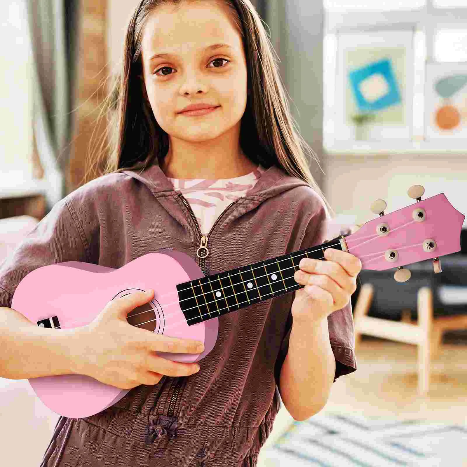 Electric Guitar for Beginners Pink 21 Inch Ukulele Mini Soprano Kids Tenor Full Basswood Child