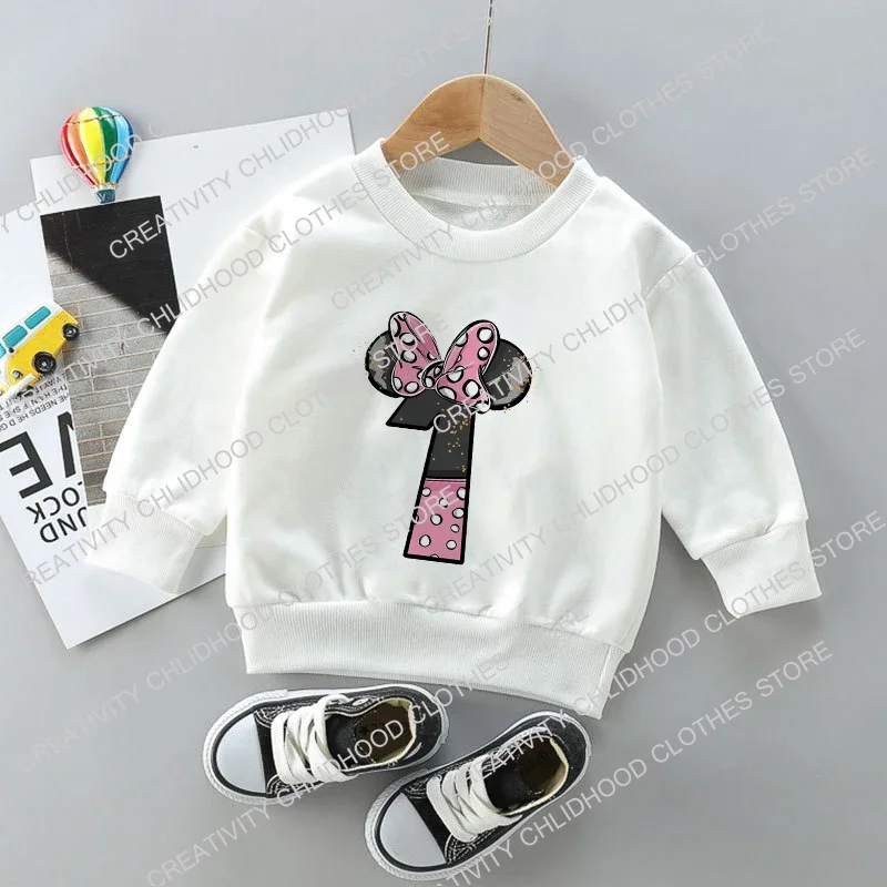 Minnie felpa per bambini vestiti per ragazze numero 1-14 Kawaii Disney Pullover moda Anime cartoni animati Casual ragazzo bambini top