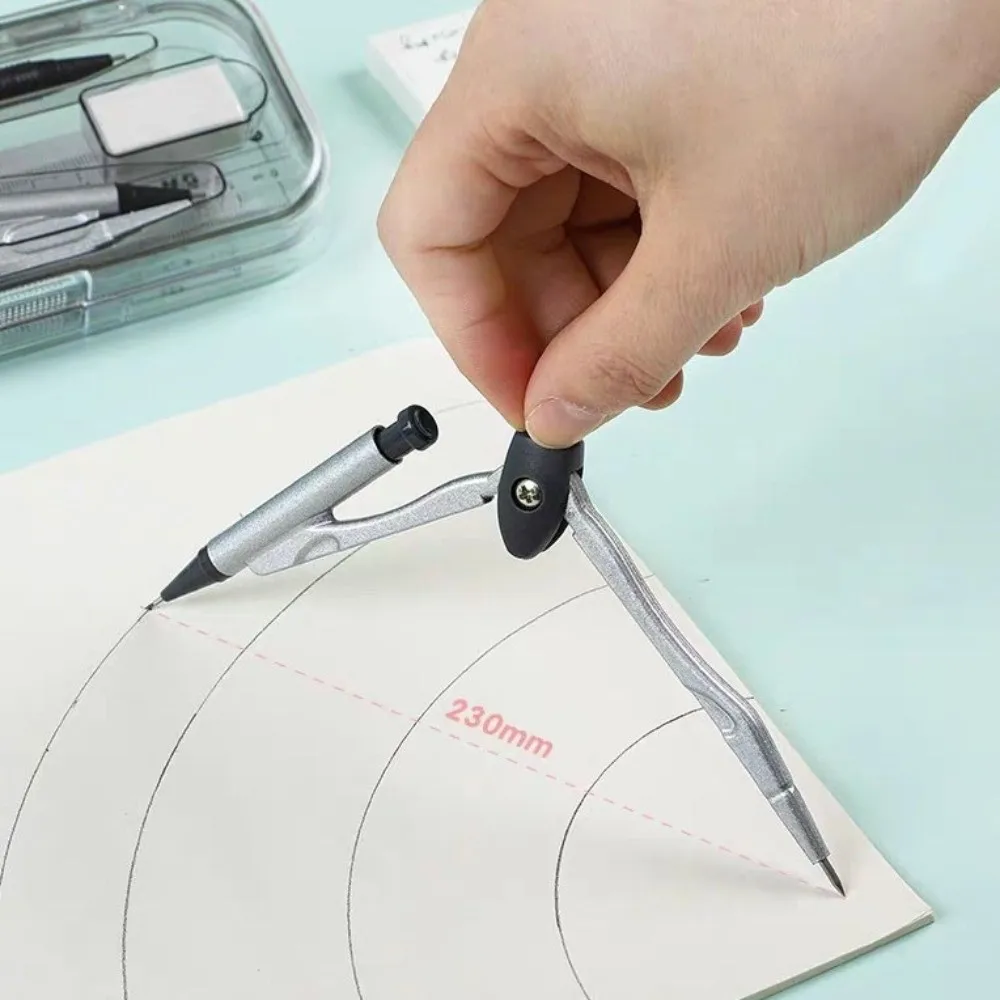 8Pcs/Set Multifunctional Drawing Compass Ruler Kit Precise Compact Geometry Compass Set with Box Triangle Ruler