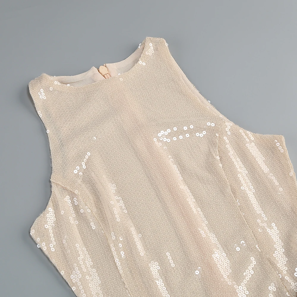 Sexy Sheer Sequins Patchwork Evening Long Dress – Sleeveless Bodycon Gown with Illusion Cutout Design