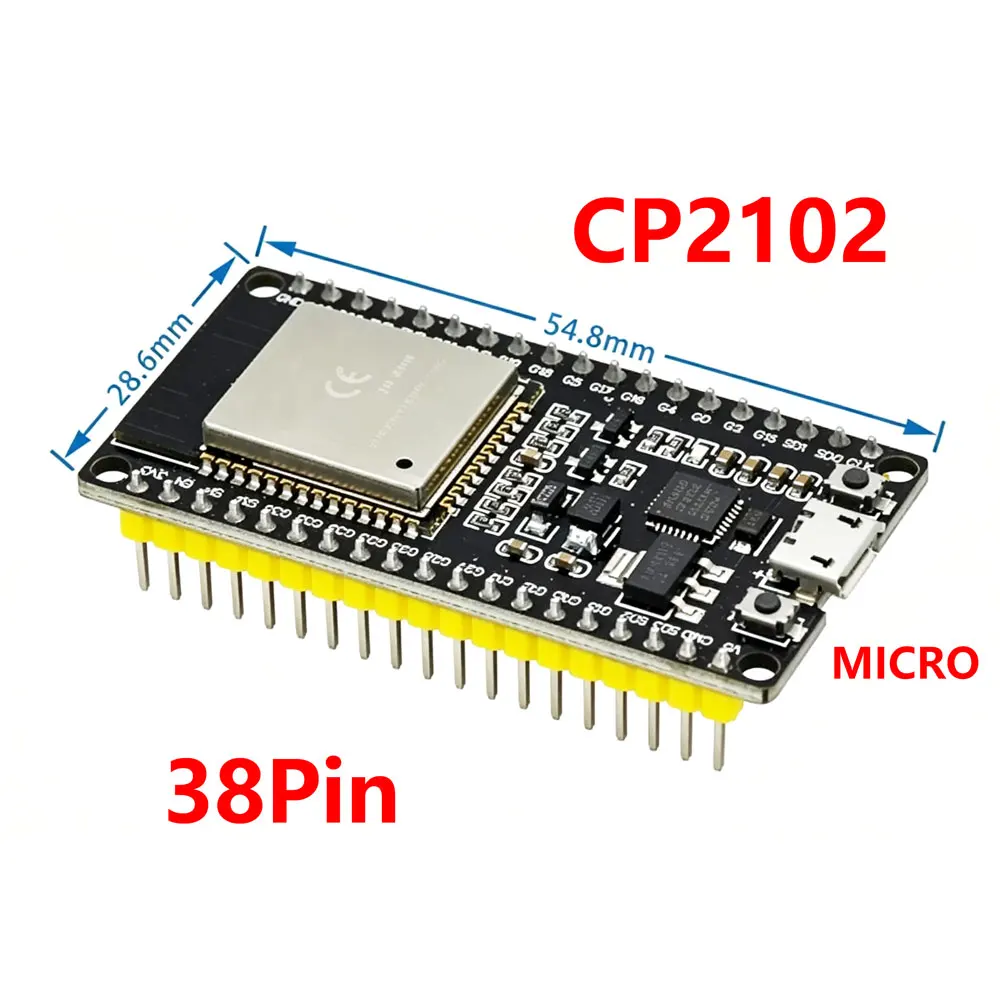 ESP-32S 38-Pin ESP-WROOM-32 ESP32 WLAN Dual-Core-CPU-Entwicklungsboard 2,4 GHz Wi-Fi BT-Modul mit extrem niedrigem Stromverbrauch