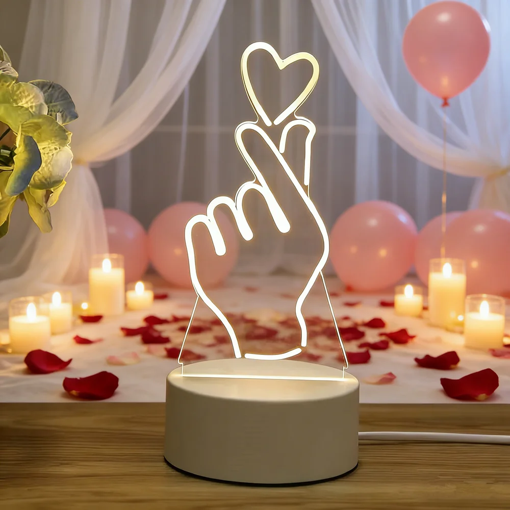 

Bedroom Bedside Decor Birthday Kid Valentine's Day Gifts USB Powered Neon Night Lamp 3D Acrylic LED Night Light Table Ornaments