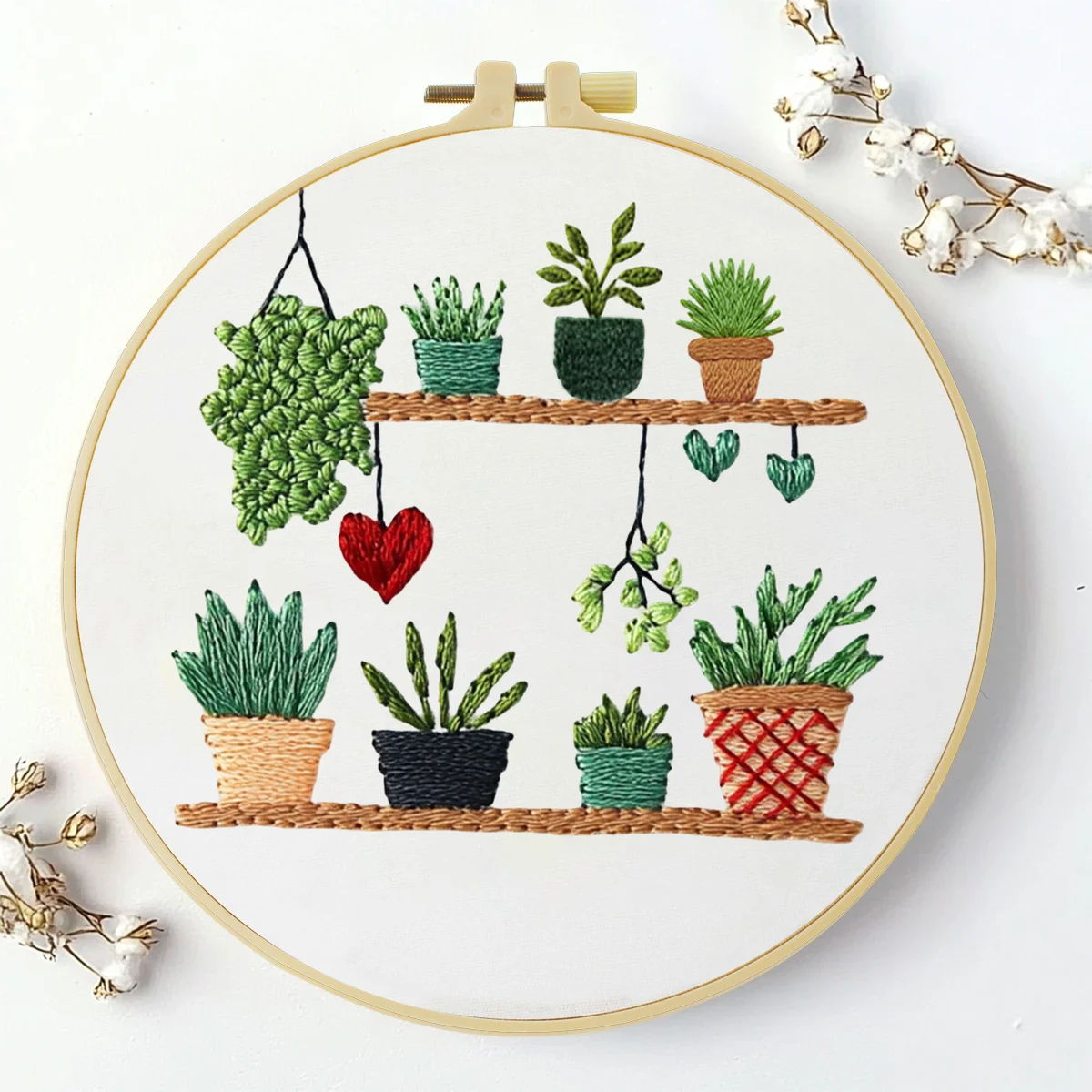 1 Stück 20X20CM/15X15CM 7,87/6,3 Zoll Topfpflanzen-Stickerei-Starter-Kit DIY-Kit DIY-Stickerei-Set Handarbeiten Malerei – Detail 2