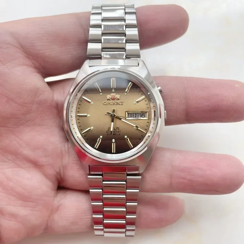 DFDG 36MM Casual Diamond Date Sports Watch with Japanese Movement Unisex Mechanical Orient Watch Stainless Steel World Time