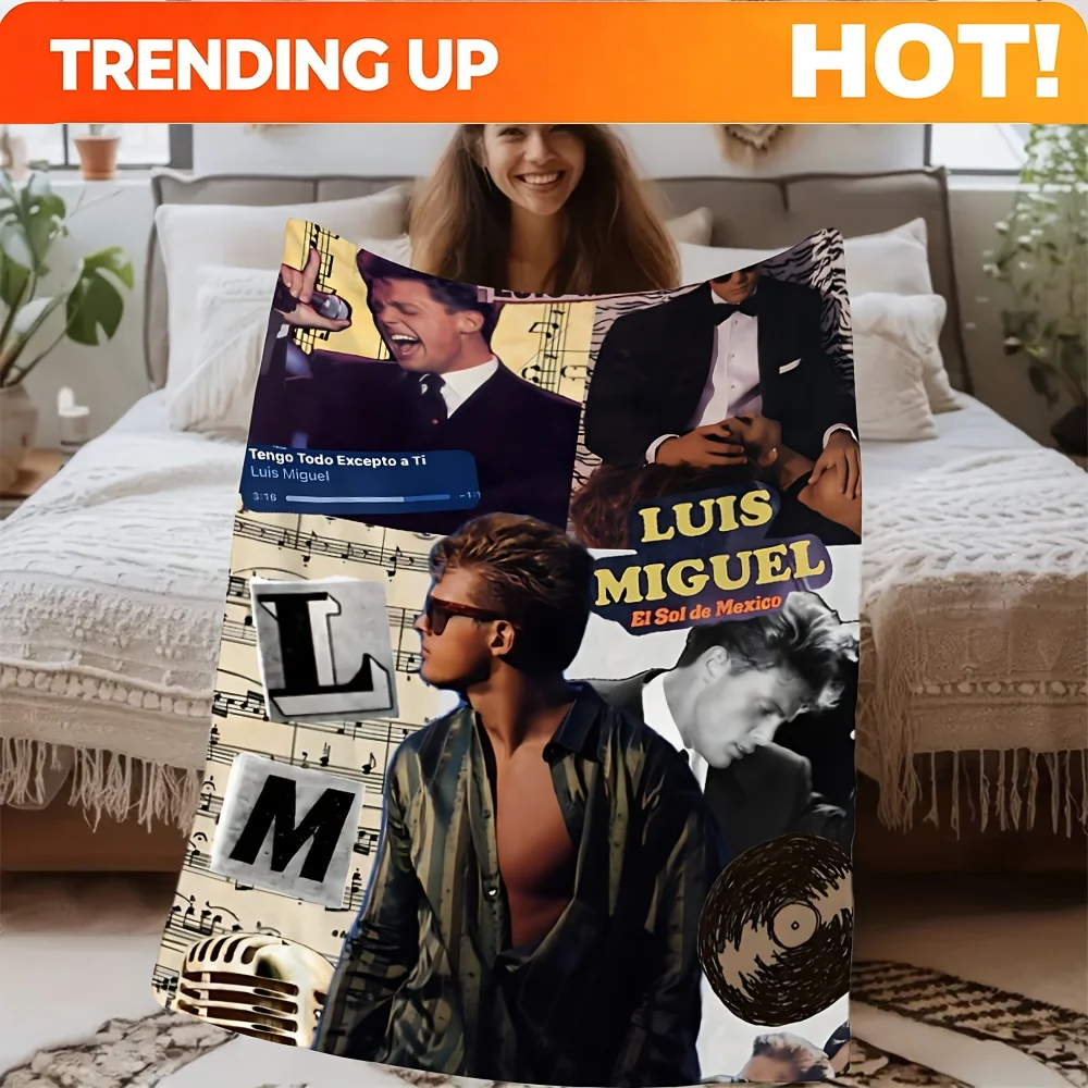 Customize 1pc Luis Miguel Throw Blanket - Soft Flannel All-Season Bedspread with Vintage Music Poster Design (Songs: 