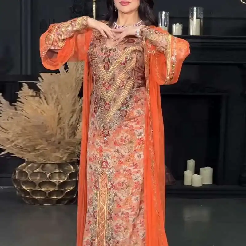 Büro Casual Muster Gedruckt Zwei Stück Set Elegante Lose Party Outfits Frühling frauen V-ausschnitt Robe Kleid Und Lange Strickjacke anzug