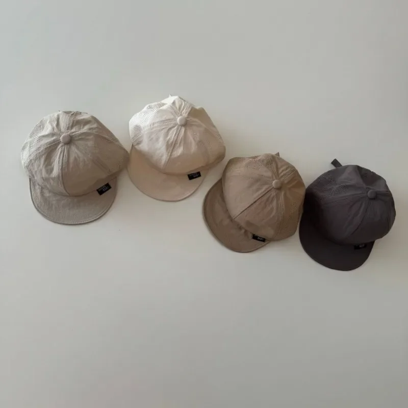 Korean Toddler Basaball Cap for Boy Girl Fashion Beige Coffee Color Peak Cap for Little Kids Travel Outdoor Sunshade Hat