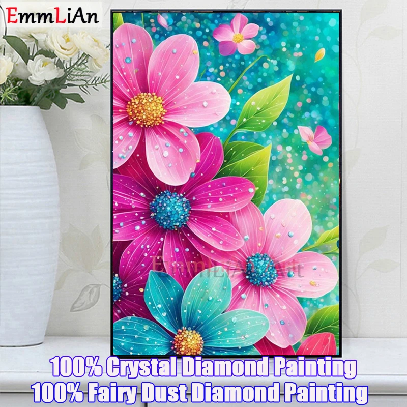 2025 NEW Full Fairy Dust Drill Diamond Mosaic Art Flower AB Square Crystal Diamond Painting Heart Wall Decoration Craft Kit