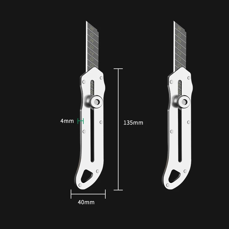 Larger Size Metal Stainless Utility knife Heavy Duty Art Cutter Knife Sharpness Industrial Grade couteau Box Opening cutter tool