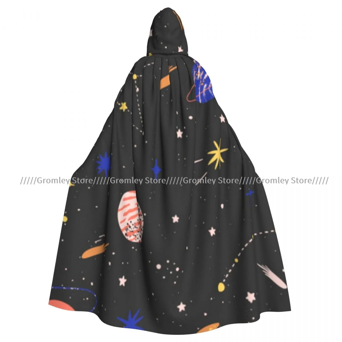 Space Planets Stars Meteorites Moon Witch Cloak Hooded Cosplay Costume Halloween Adult Long Party Cape