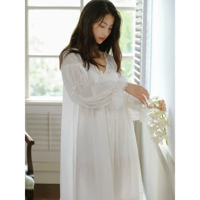 Vintage Nightgown for Women: New Spring/Fall Collection—lightweight, Fairy-Princess Style, Long-Sleeve Loungewear for Women - view 6