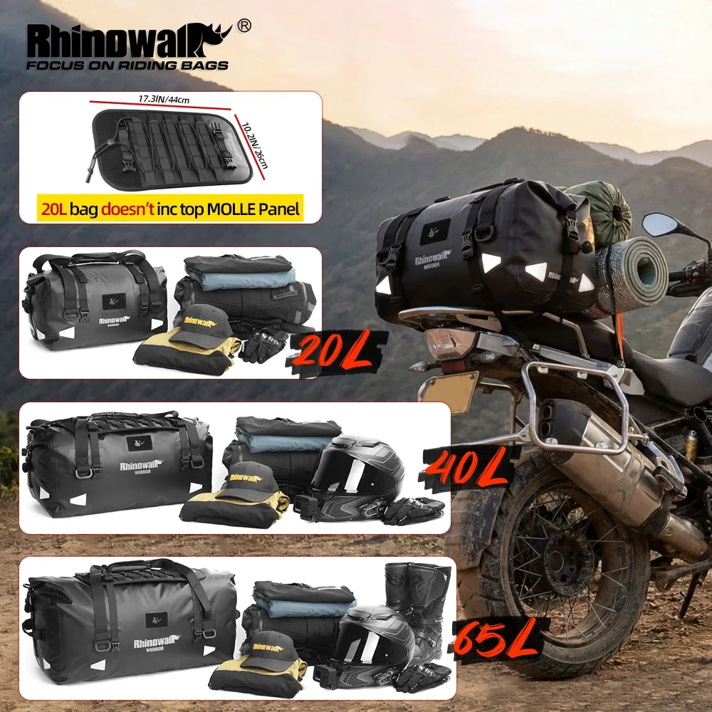 Rhinowalk Motorrad-Satteltasche, wasserdicht, 20L/40L/65L, Motorrad-Hecktasche, Aufbewahrungsrucksack, Gepäckträgertasche, Motorradzubehör