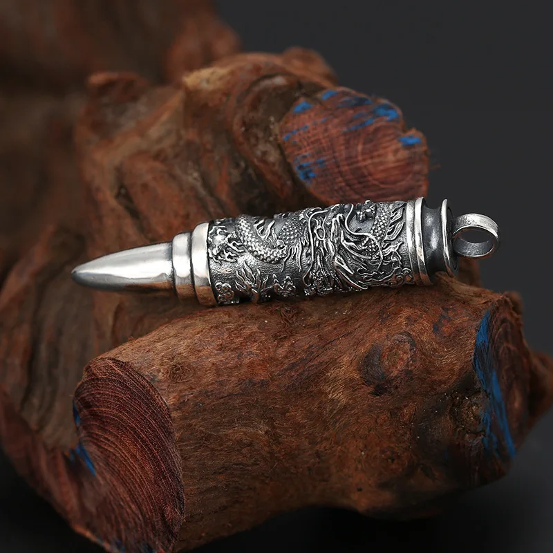 sterling silver pendant jewelry personalized trendy thai silver can be opened dragon domineering bullet men's pendant