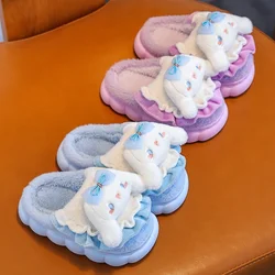 New Winter Cute Cartoon Puppy Non-slip Soft Sole Fluffy Slippers Children's For Kids Girls Indoor Mule Warm Home Cotton Shoes