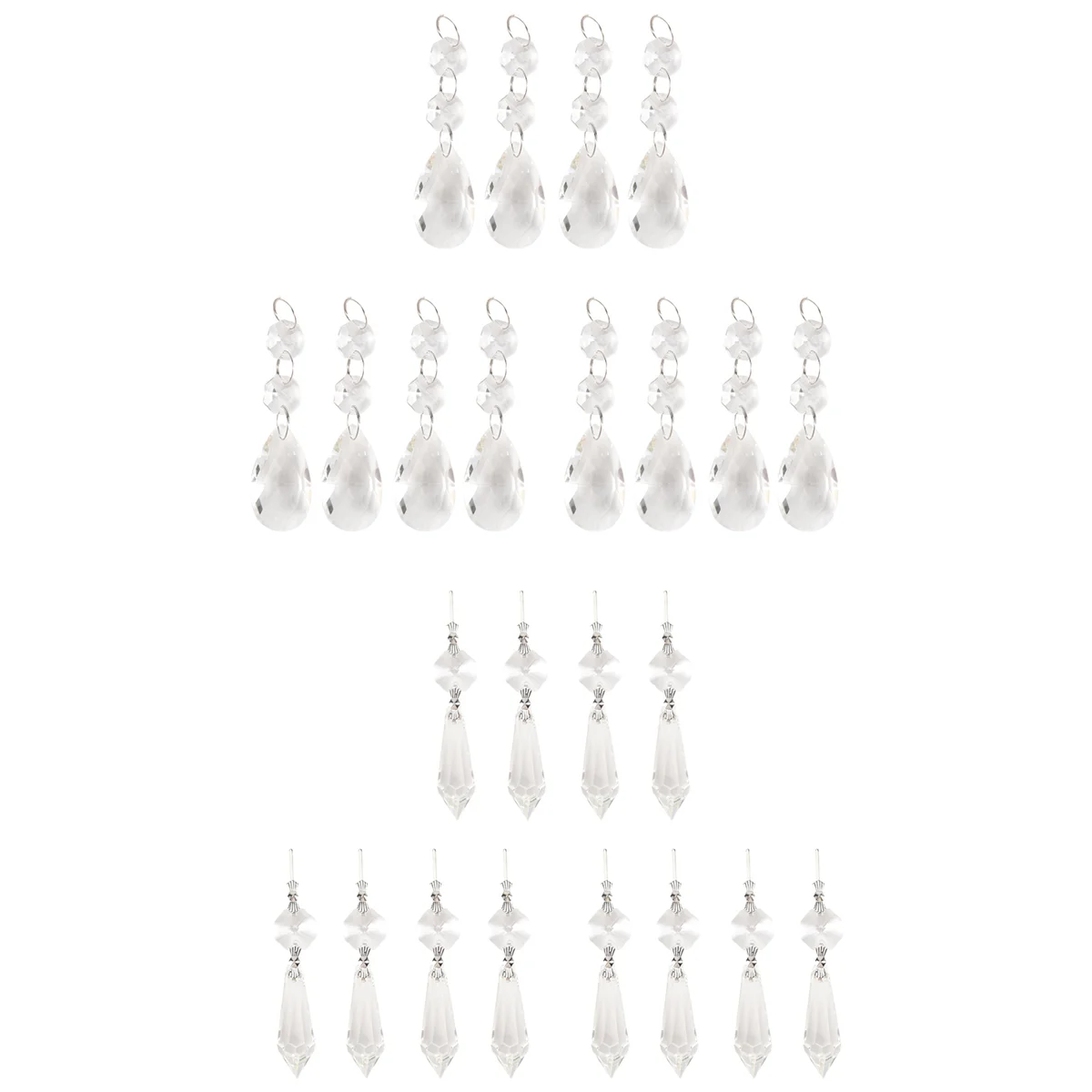 24 Pcs Chandelier Crystal Prisms Pendants Set 38 mm Clear Teardrop Icicle Chandelier Crystals Parts Replacement Crystals