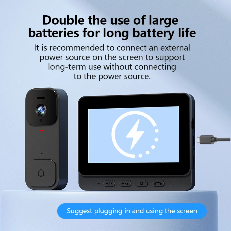 2.4G WiFi Video Doorbell Video Intercom 4.3 Inch Home Security Smart Door Bell Intercom IR Night Vision Smart Eye Peephole X7