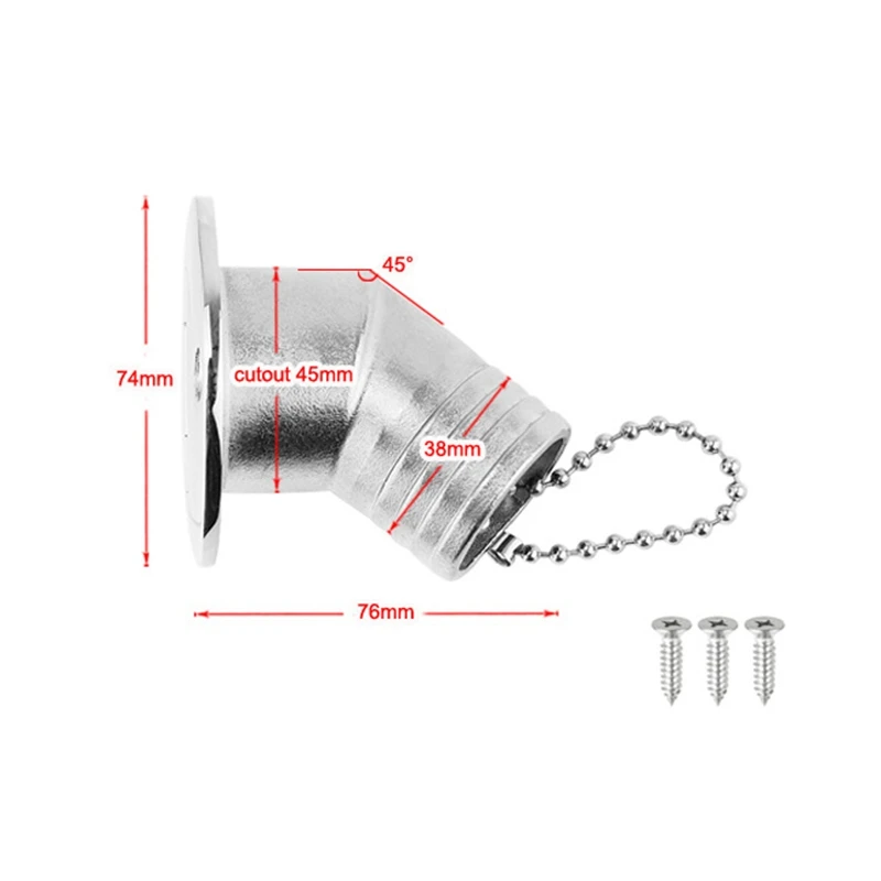 Relleno de cubierta de barco de 1,5 pulgadas, relleno en ángulo, tapa sin llave de acero inoxidable de grado marino 316, accesorios para barcos