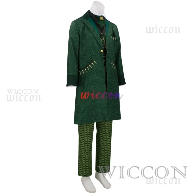 بدلة رجالية معالج الفيلم الشريرة التأثيرية باللون الأخضر جيف للرجال ملابس عيد الميلاد الذهبية بدلة الهالوين زي السنة الجديدة