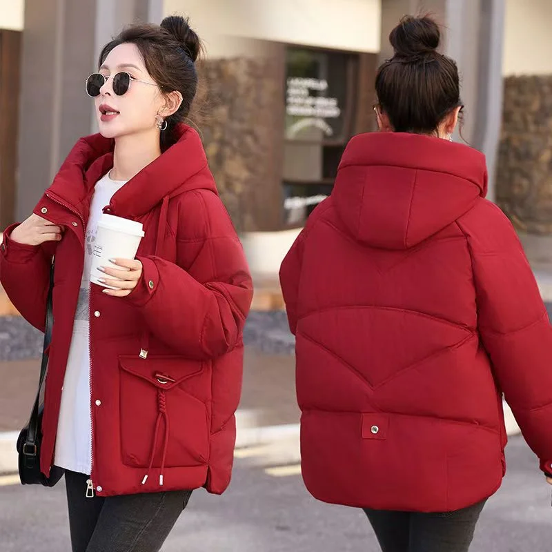 Korean Fashion Hooded Cotton-padded Winter Short 2024 In New Cotton-padded Jacket Coat Thickened Loose Thin Cotton-padded Jacket