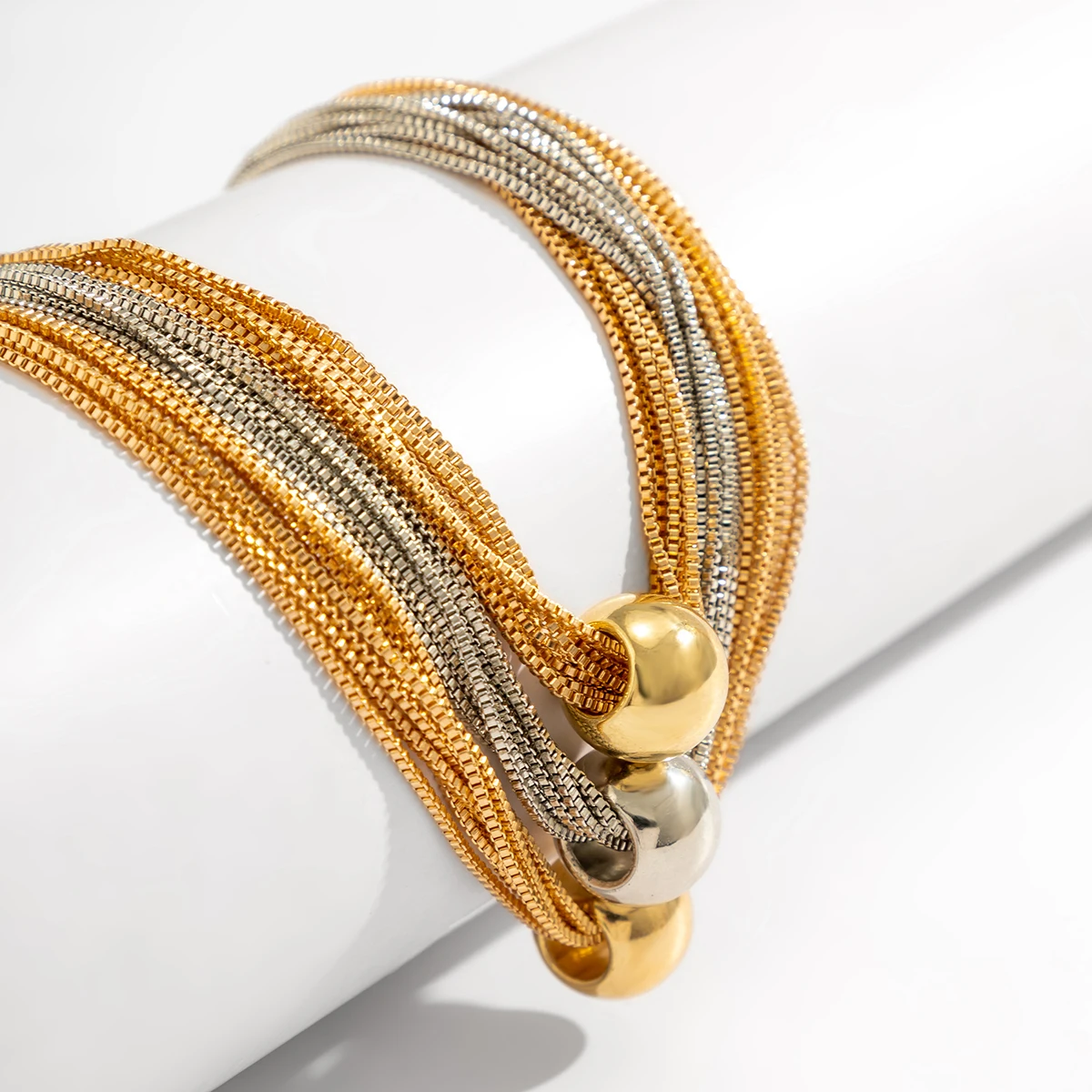 IngeSight.Z wielowarstwowy przesadny materiał CCB duży naszyjnik typu choker z kulką dla kobiet w stylu Vintage złoty kolor masywny łańcuszek do obojczyka — zdjęcie 6