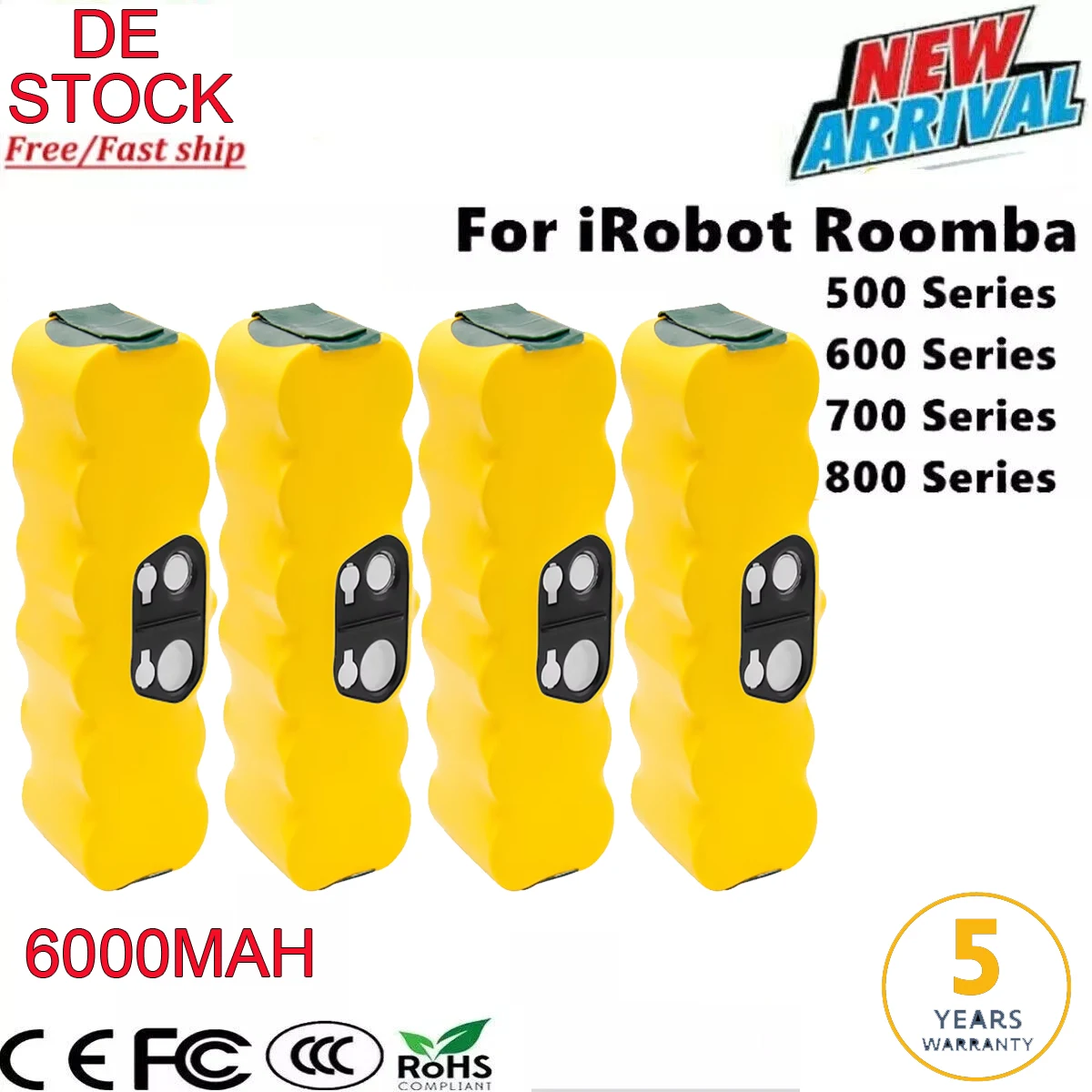 Batterie NI-MH 14.4V 6000MAH pour aspirateur iRobot Roomba série 500 600 700 800 900, pièces de rechange, batterie Rechargeable