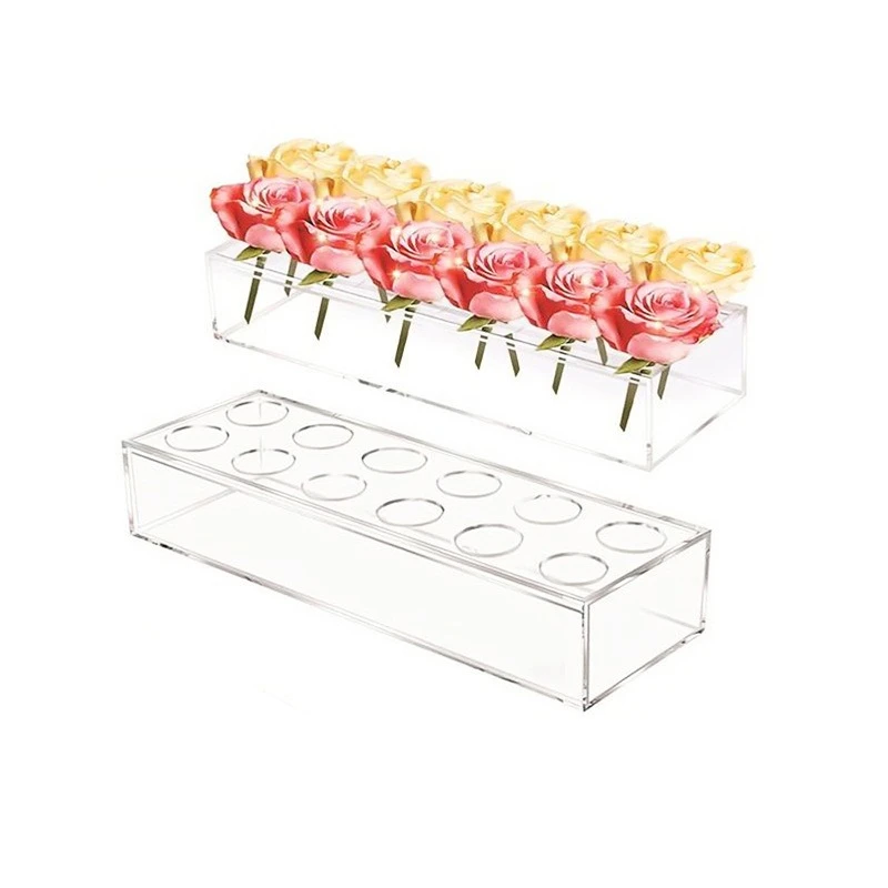 Acryl-Blumenboxen Rechteckige Vase Dekoration Hochzeit Party Tischdekoration Transparente Wasserdichte Blumenarrangement-Box