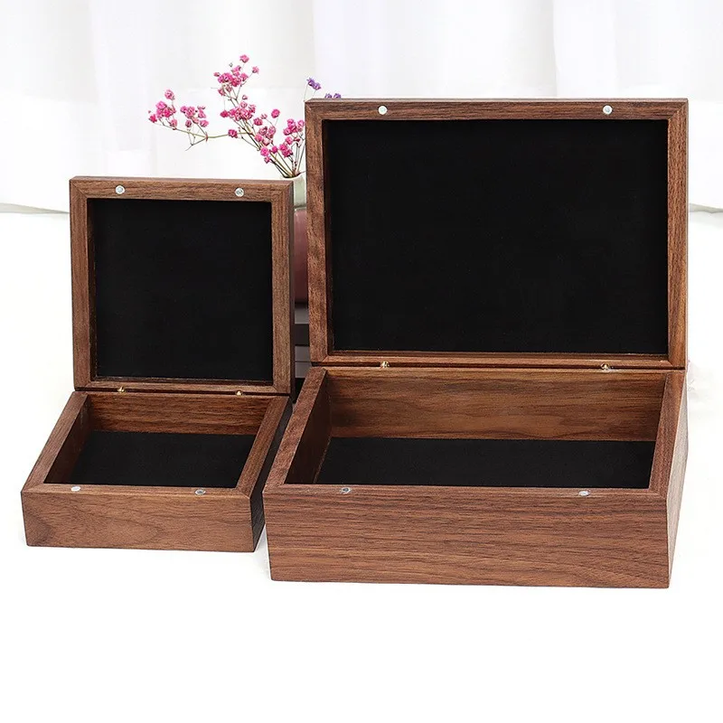 

Walnut jewelry box Wooden flip box, jewelry storage lined gift packaging wooden