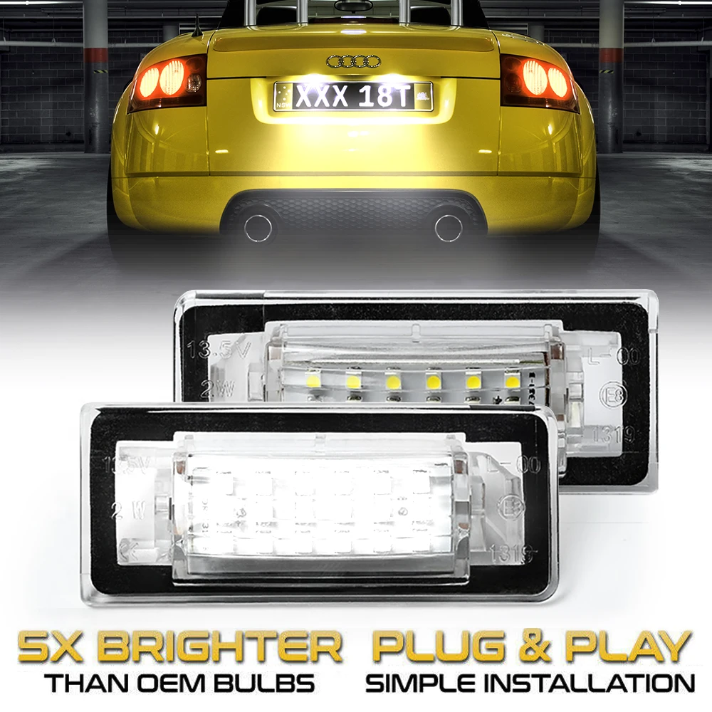 2Pcs LED License Plate Light Number Plate Lamps For Audi TT MK1 8N TT Coupe 8N3 Roadster Cabrio 8N9 8N0943021A