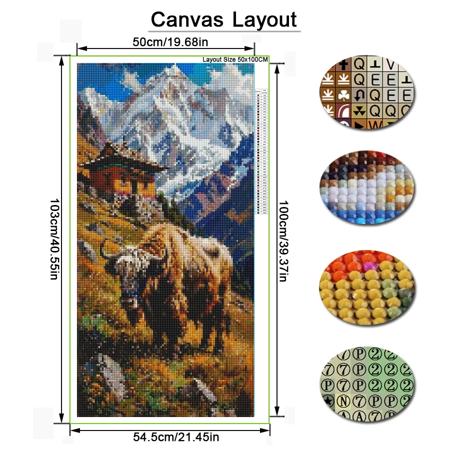 Snow Mountain Highland Cattle Diy Diamond Arts For Adults Painting Kits Large Size Animals Full Mosaic Embroidery Picture