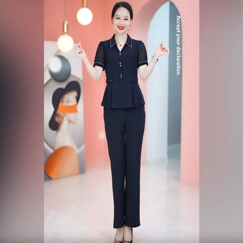 Slimming Faionable Two-Piece Set for Women Summer 2023 Waist-Cinching Age-Defng Belly-Covering Trendy Ensemble