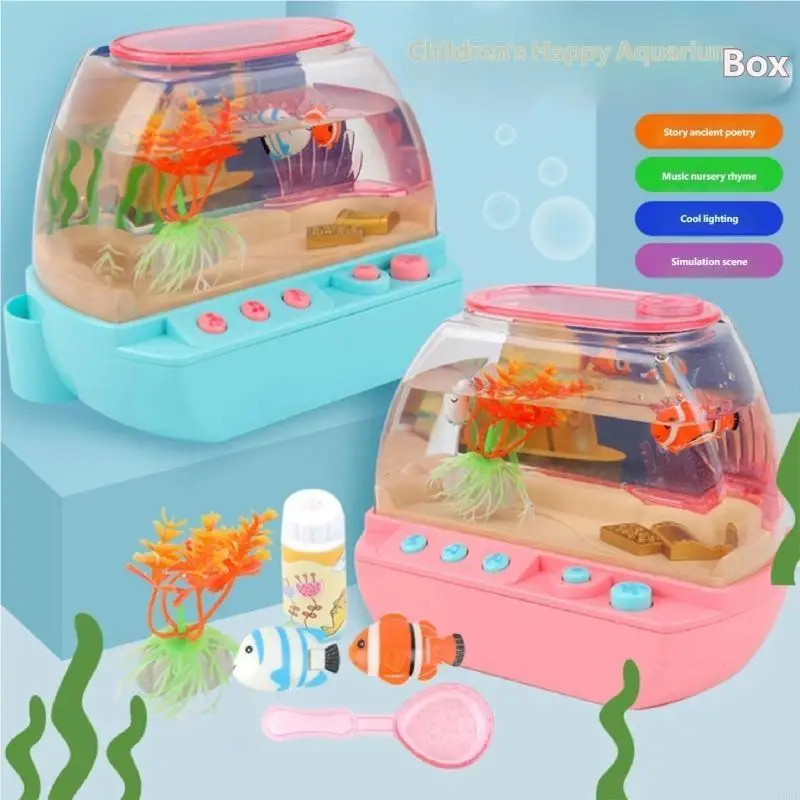 LED ライト付き人工魚水槽ポータブル海をテーマにしたナイトランプ寝室の机や子供部屋 A2UB