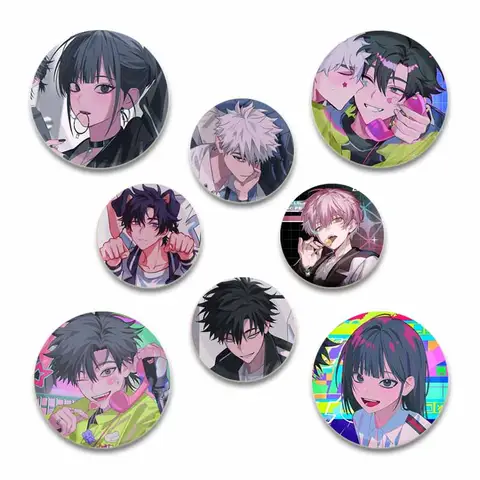 58mm Popular Anime Link Click Button Pins Tinplate Brooch Character Cartoon Badge for Backpack Accessories Fans Collection Gifts
