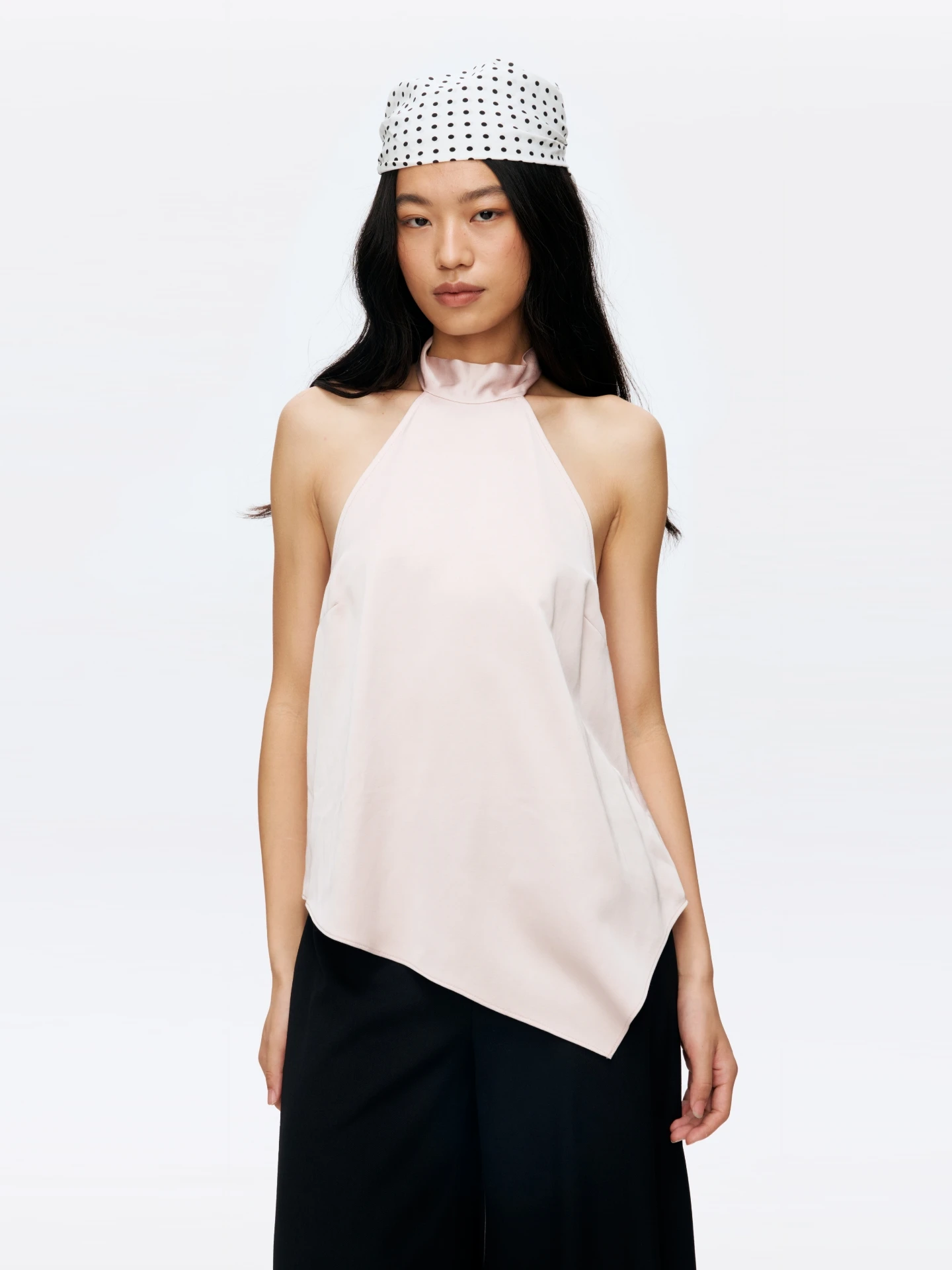 

Oneup Design Sensual Asymmetrical Linen Satin Neck Hanging Vest Women Summer Outdoor Loose Feel Holiday Style Top