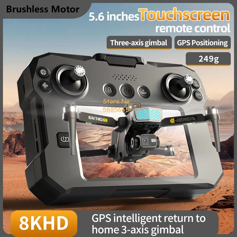 8K ESC 3 Axis Gimbal 5.6In Touch Screen Remote Control Quadcopter 5G Brushless GPS Return Obstacle Avoidance WIFI FPV RC Drone