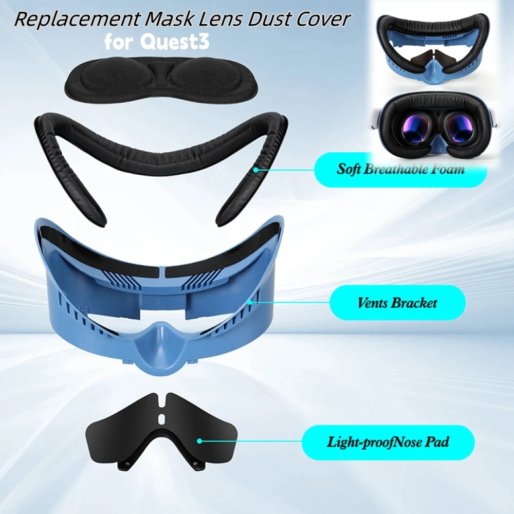 

Replacement Mask and Lens Dust Cover for Quest3 Anti-sweat and Washable Mask VR Accessories