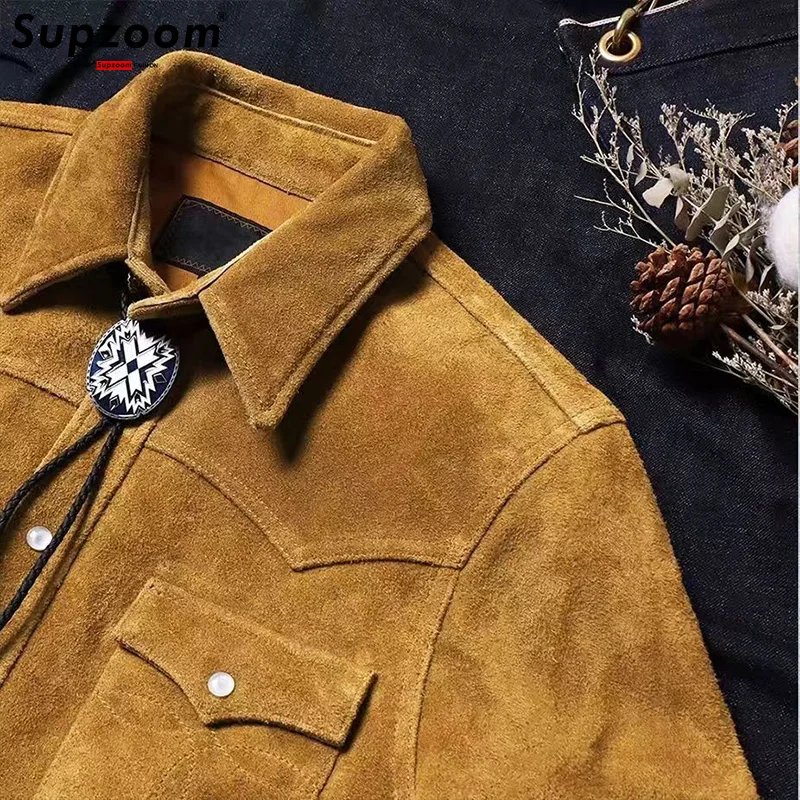 Supzoom 2024 New Arrival Top Fashion Brand Clothing  Suede Autumn And Winter Open Stitch Men Chemise Casual Shirts