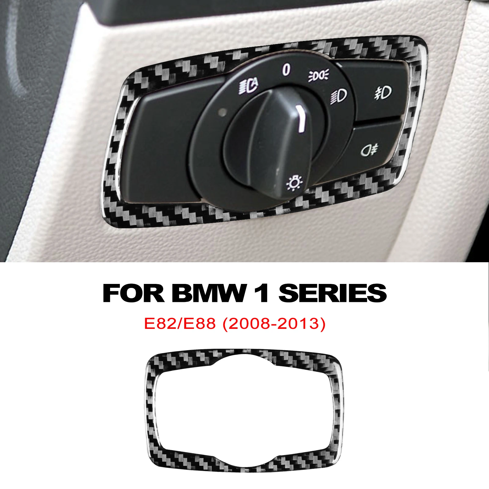 For BMW 1 Series E81 E82 E87 E88 2008-2013 Carbon Fiber Headlight Switch Frame Trim Stickers Car Styling Decoration Accessories