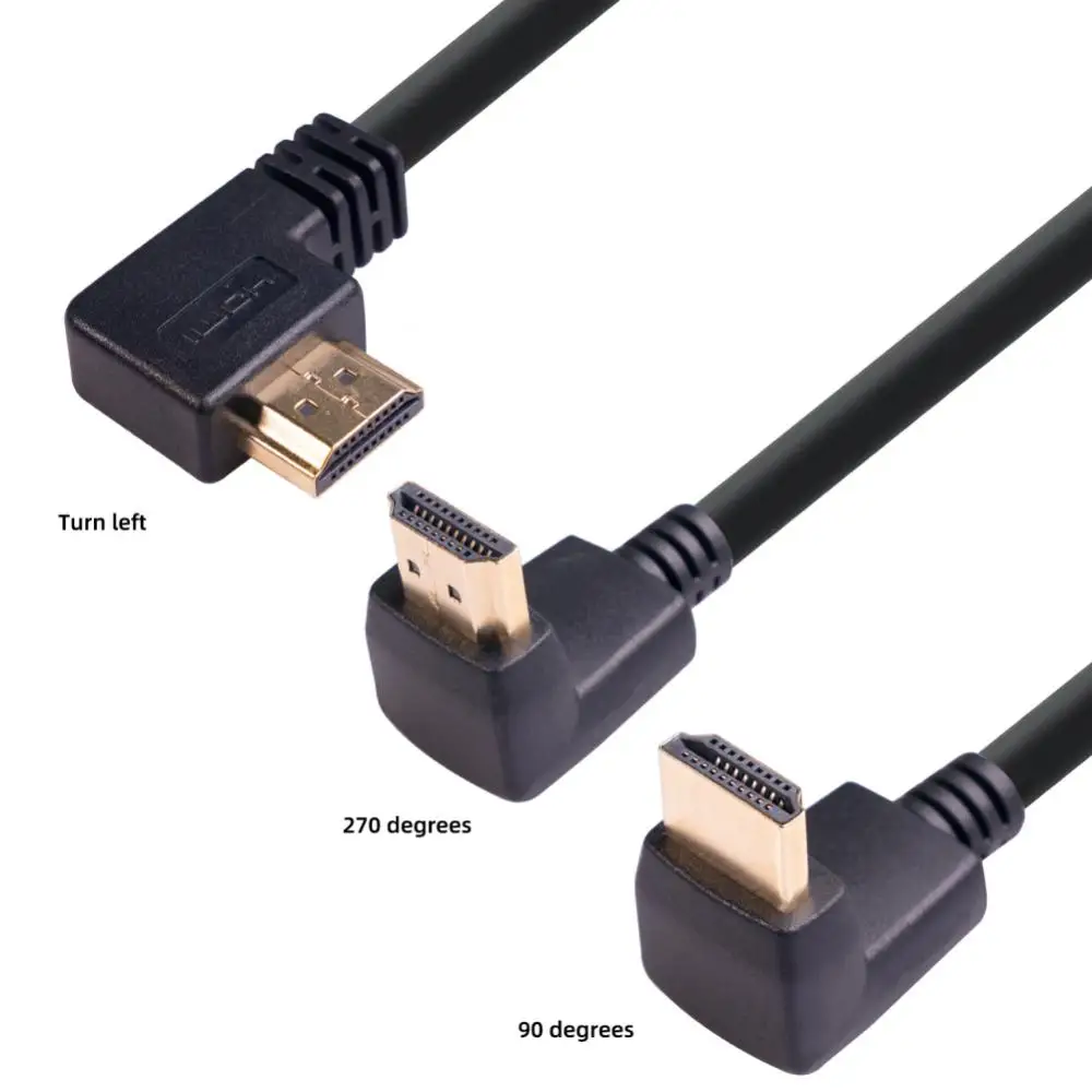 90 Degree Right Angle Elbow Adapter Cable Male To Female 4K HDMI-compatible Extension Cable For TV LCD Laptop PS3 Projector
