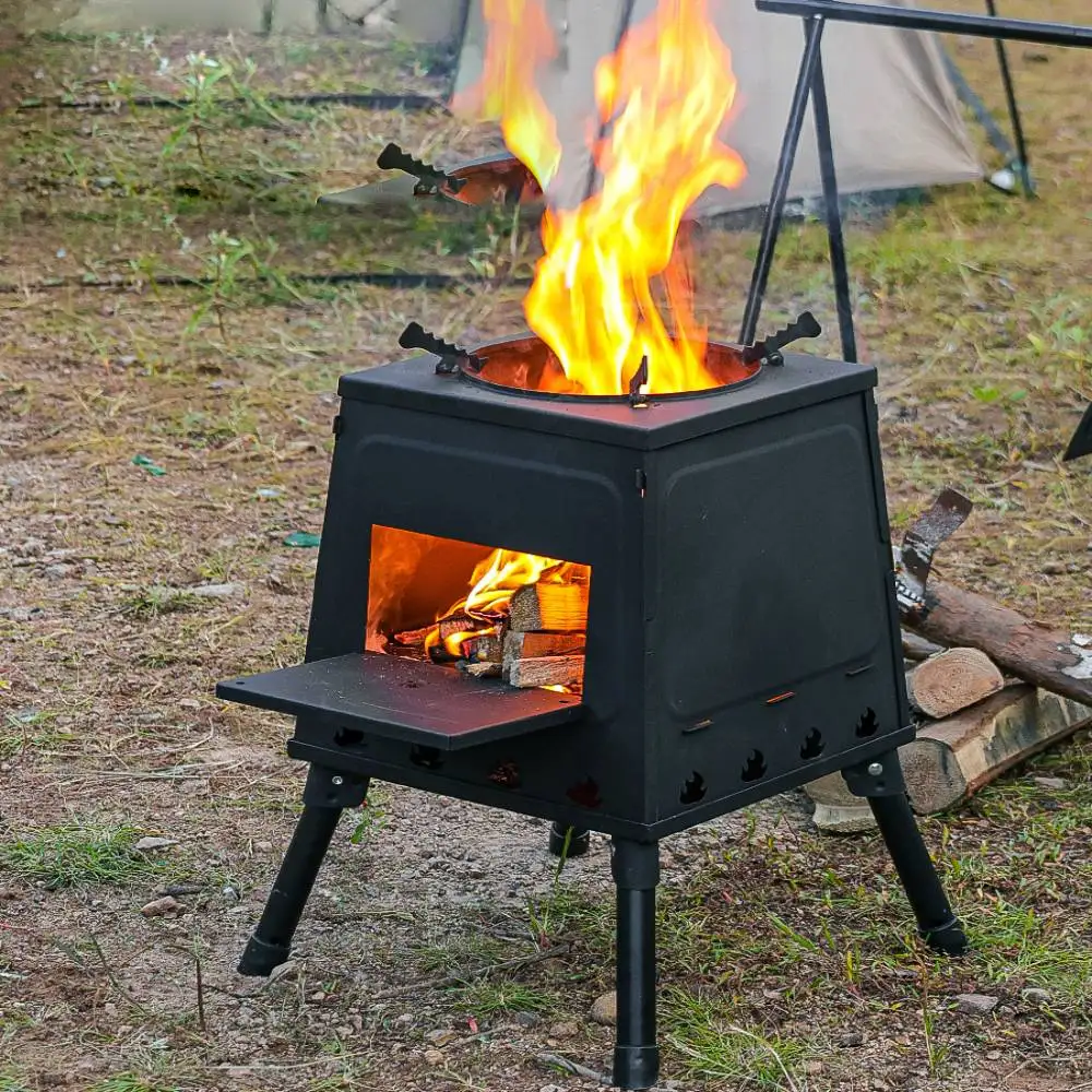 

Multi-Purpose Collapsible Wood Stove Portable Camping Wood Stove - Collapsible Outdoor Cooking Stove for Picnic Hiking