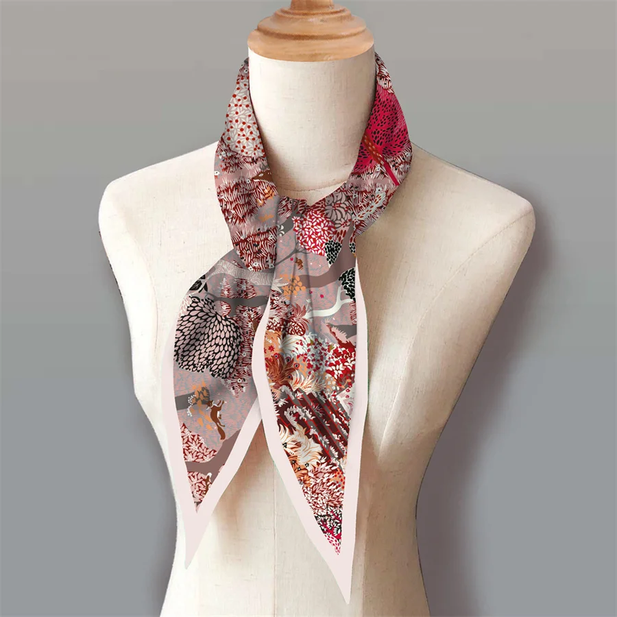 Diamant Schal Dschungel Print Marke Seide Schals Wraps Frauen Luxus Bandana Stirnband Dame Hijabs Foulards Halstuch Schals – Detail 11