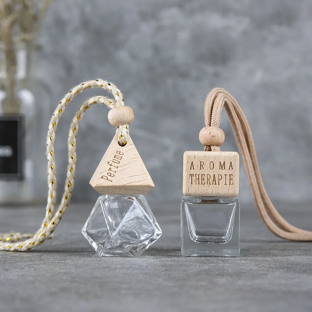 20Pcs 6ml 8ml Rhombus Square Empty Refillable Car Perfume Bottles Auto Air Freshener Diffuser Car Interior Aromatherapy Vials