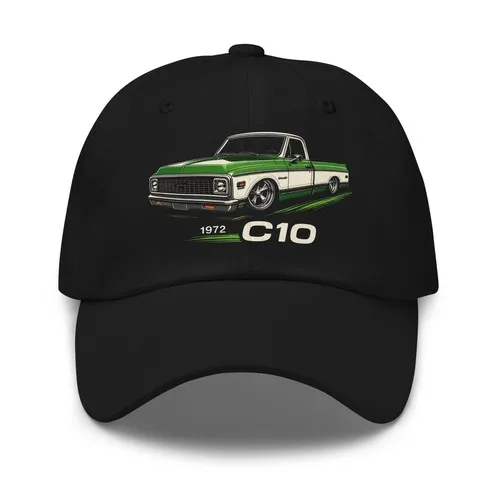 1972 C10 Classic verstellbare Kappe – Vintage grüne und weiße Chevy Pickup Dad-Mütze