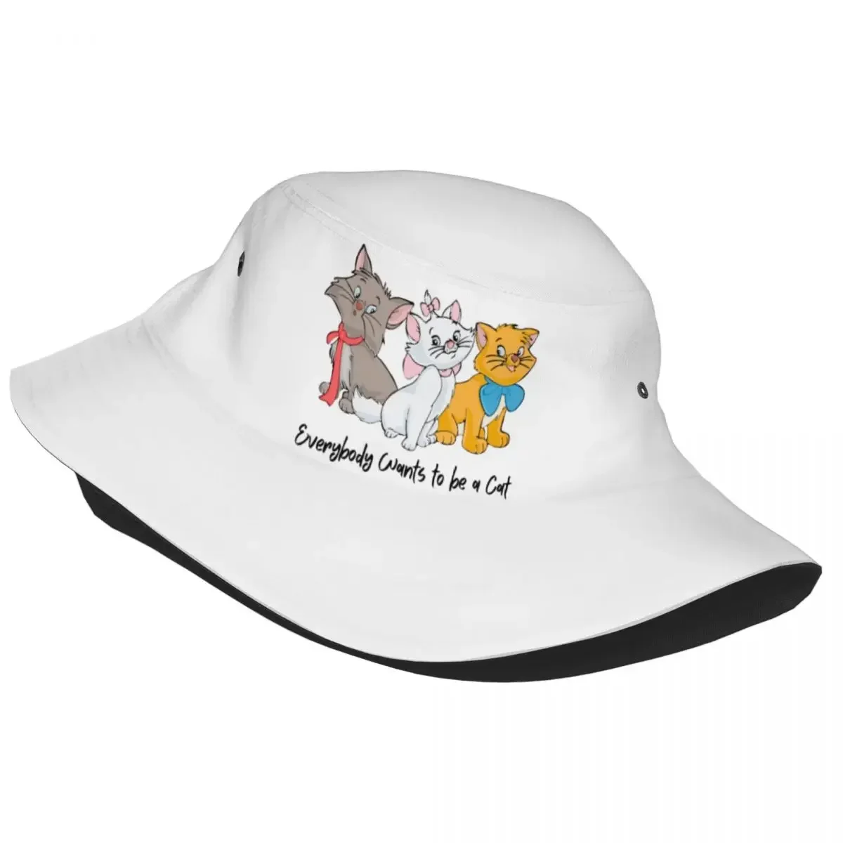 Aristocats Everybody Wants To Be A Cat Bucket Hat Beach Hatwear Accessories Fishing Fisherman Caps for Camping Teen Boonie Hat